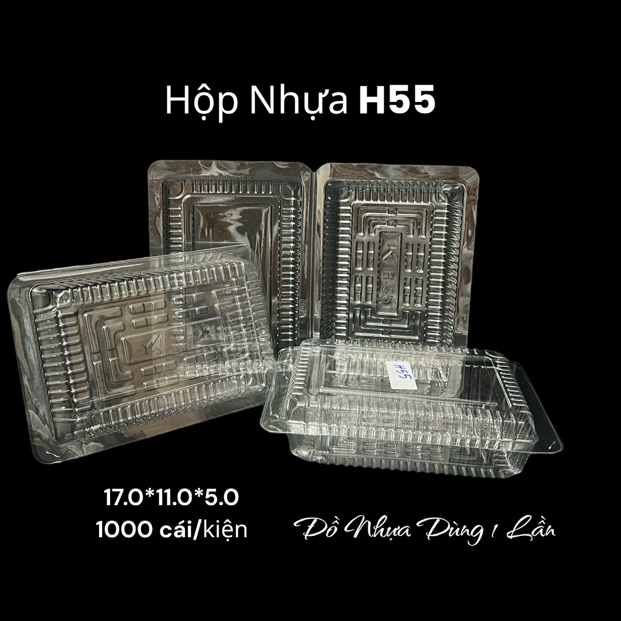1 kiện - 1000 Cái Hộp Nhựa PET Trong Dùng 1 Lần H25 H55 DTD Đựng BánhSu KemSushi