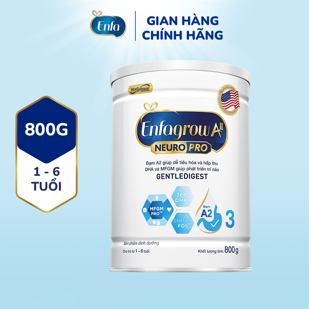 Sữa bột Enfagrow A2 Neuropro 3 cho trẻ từ 1-6tuổi – 800g