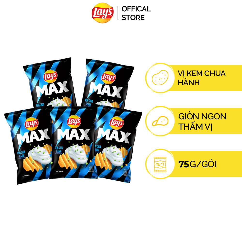 Combo 5 bánh snack Lays MAX vị Kem Chua Hành 75gr