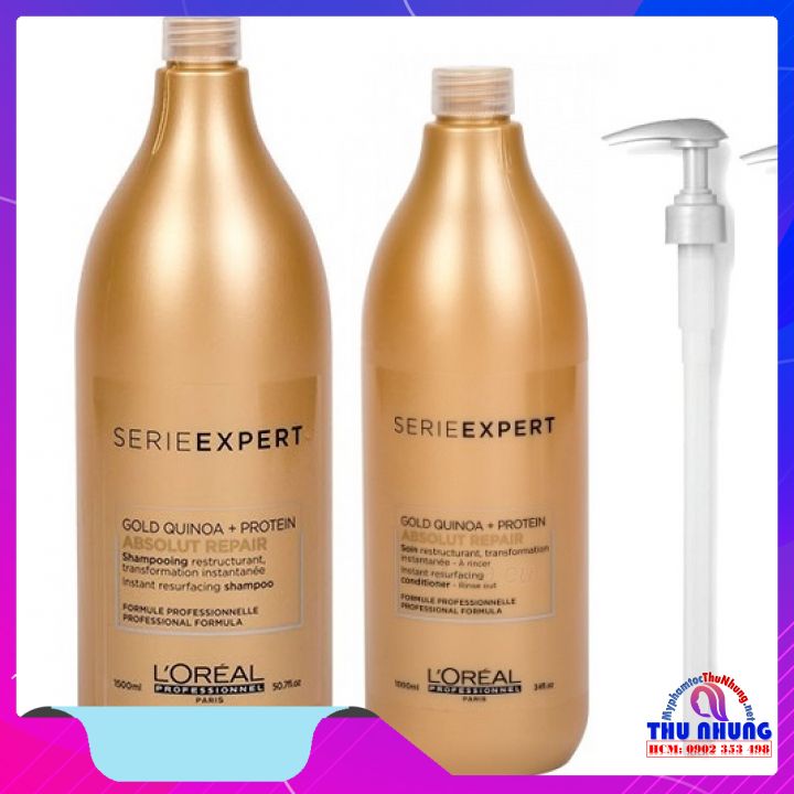 [Hcm][Loreal Chính Hãng] Dầu Gội Xả Loreal Absolute Repair Gold Quinoa Cho Tóc Hư Tổn 1500Ml