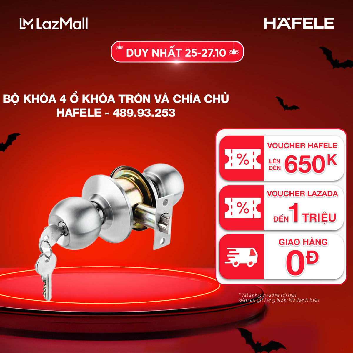 Bộ khóa 4 ổ khóa tròn và chìa chủ HAFELE - 489.93.253