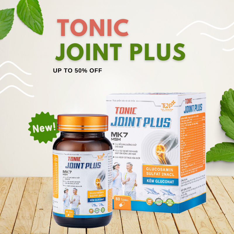 Viên Xương Khớp  Tonic Joint Plus -  Tonic Pharma  - Phục Hồi Tái Tạo Sụn KhớpHỗ Trợ Xương Khớp Chắc Khỏe  - Lọ 60 viên