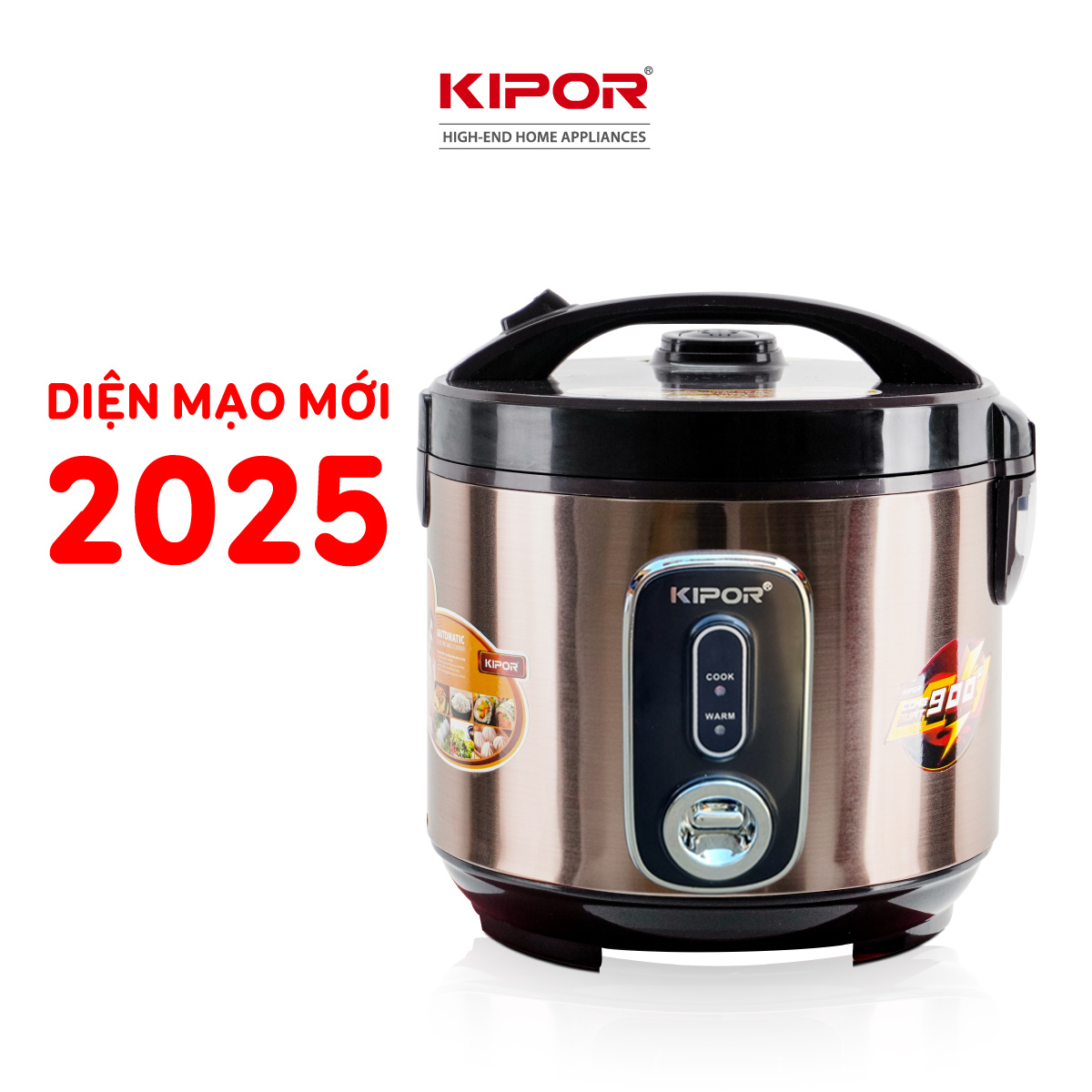 Nồi cơm điện KIPOR KP-N55918 - Dung tích 1.8L, lòng nồi niêu chống dính Ceramic dày 3mm
