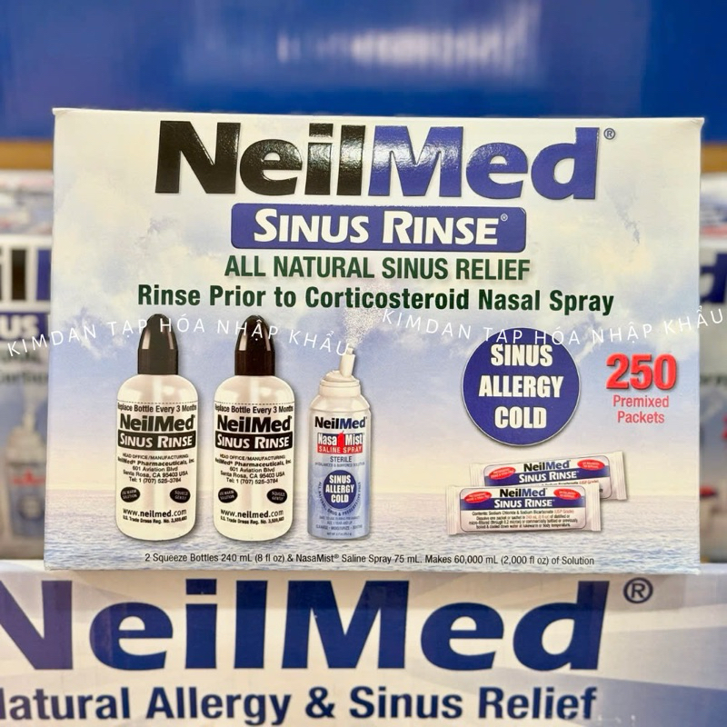 NƯỚC MUỐI VỆ SINH MŨI NEILMED SIRUS RINSE 250 GÓI NHẬP MỸ