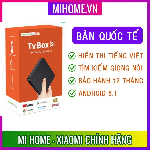 Android Tivi Box  Box S 4K 2019 Bản Quốc Tế Tiếng Việt tìm kiếm giọng nói