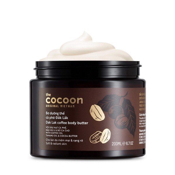 Bơ Dưỡng Thể Cocoon Chiết Xuất Cà Phê Đắk Lắk 200Ml Dak Lak Coffee Body Butter - Hami Cosmetics