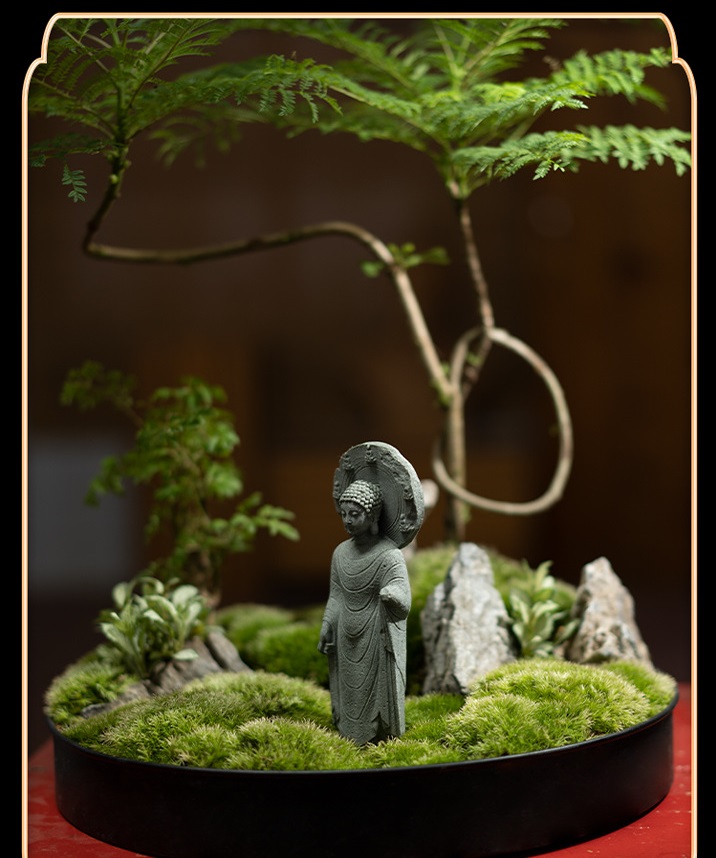 Tượng Phật Bằng Đá Sa Thạch Xanh Dùng Trang Trí Tiểu Cảnh Bonsai Thủy Sinh Bể Bán Cạn Terrarium