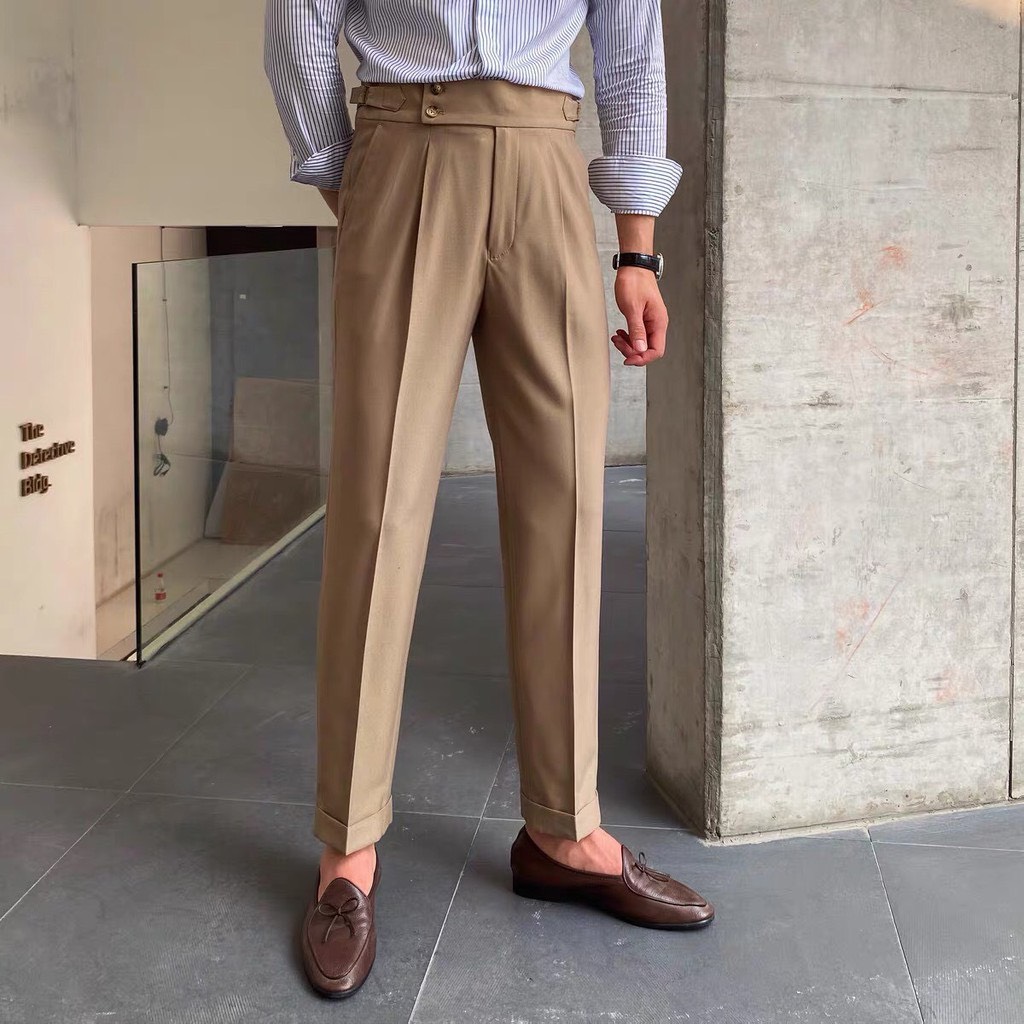 [Hoàn Tiền 15%] Quần Âu Baggy Nam Cạp Cao Premium Quần Tây Dáng Lửng Cao Thời Trang Nam Hàn