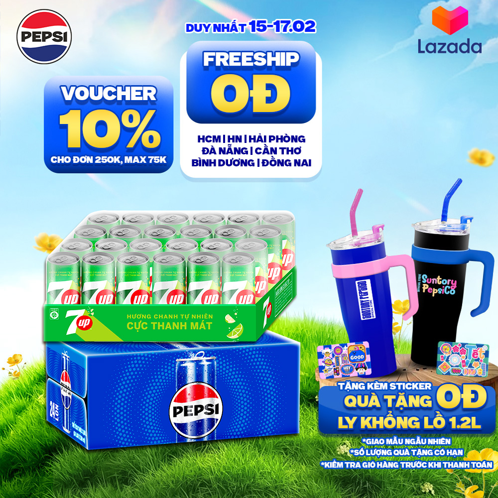 Combo Bung Xõa Cực Đã - 1 Thùng Pepsi lon và 1 Thùng 7Up (320ml/lon hoặc 350ml/lon)