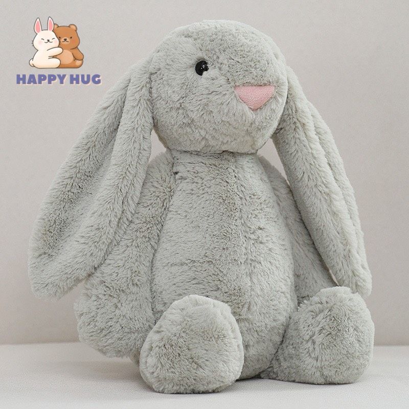 Gấu Bông Thỏ Tai Dài Jellycat Bunny Hot Trend Size To 80-70cm và 35-45-60cm Thỏ Trắng Nhồi Bông Mềm Cho Bé Gái - Happy Hug