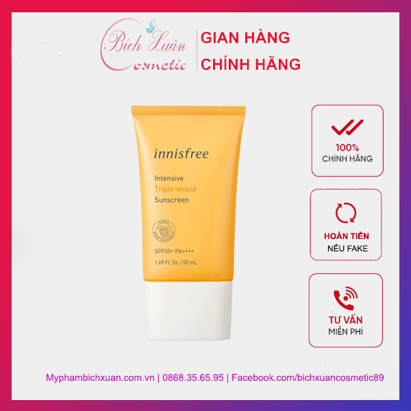 Kem Chống Nắng Innisfree Triple Shield Lâu Trôi Làm Sáng Da Spf50+ Pa++++ 50Ml