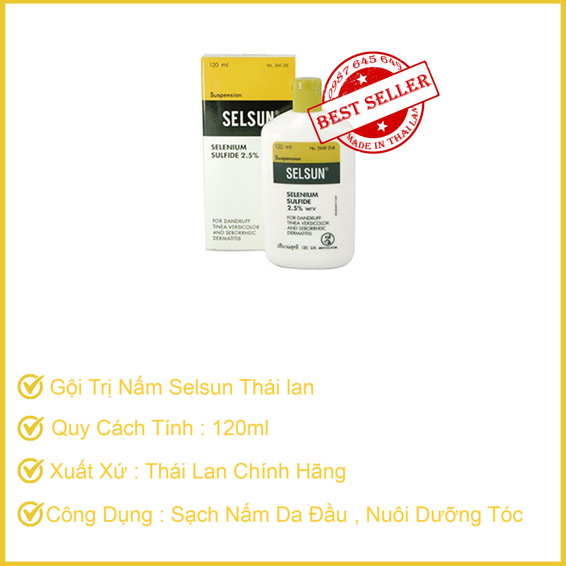 [Hcm]Dầu Gội Đánh Bay Ǥàu Và Nấm Da Đầu Selsun Thái Lan 120Ml