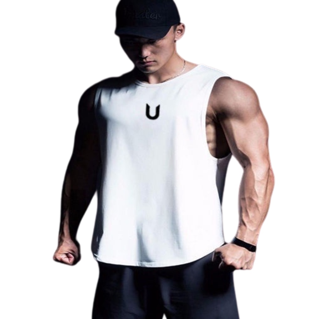 Áo ba lỗ nam tanktop tập gym áo thun ba lỗ nam ( 𝐂𝐇𝐔̛̃ 𝐔) chơi bóng rỗ thể thao vải lụa cao cấp thoá