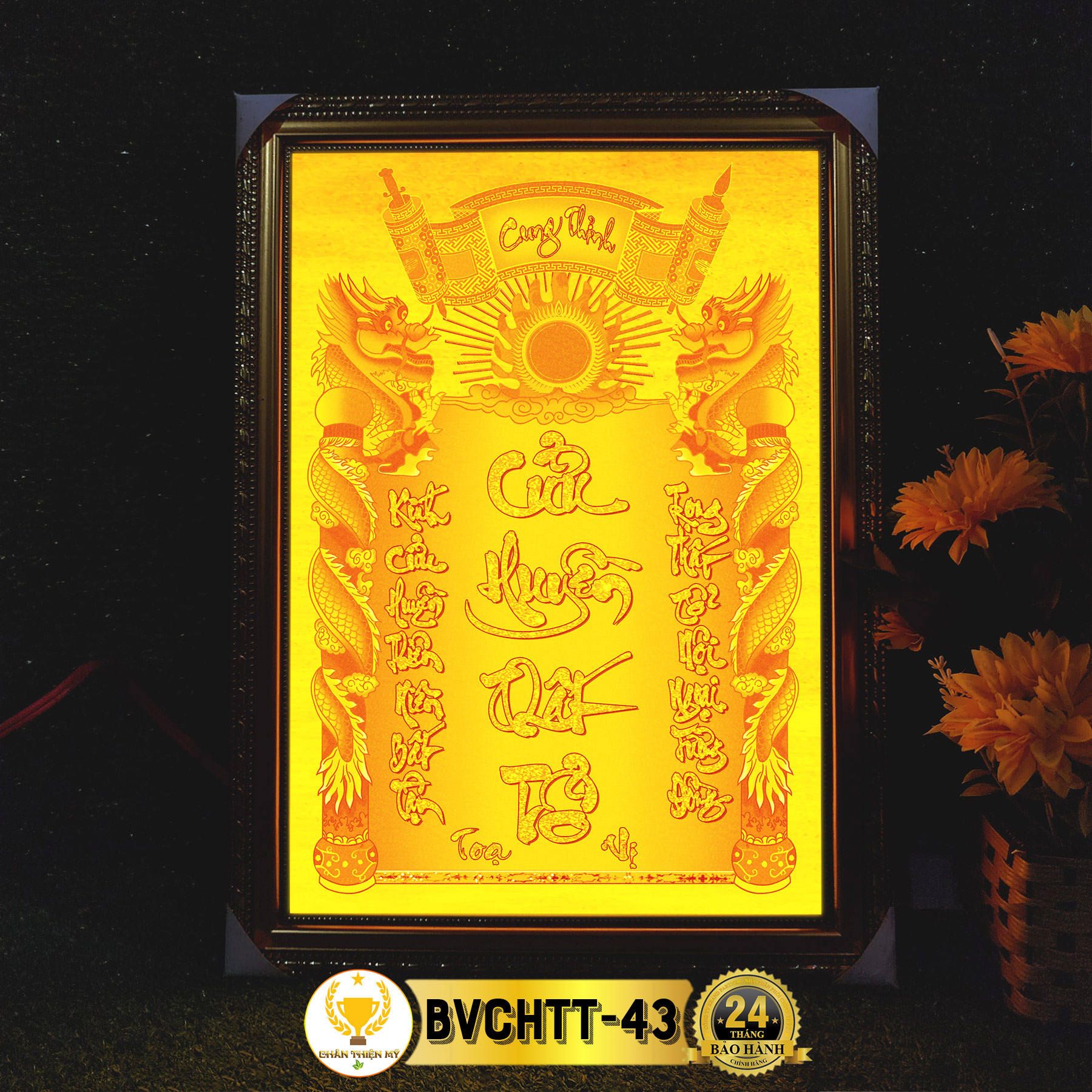 Bài Vị Cửu Huyền Thất Tổ In Tranh Trúc Chỉ Nhiều Mẫu Có Đèn Trang Trí Bàn Thờ Gia Tiên CBVCHTT-04