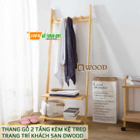Kệ Thang Gỗ Dwood 2 Tầng Kết Hợp Móc Treo Thang gỗ decor trang trí - nhiều size