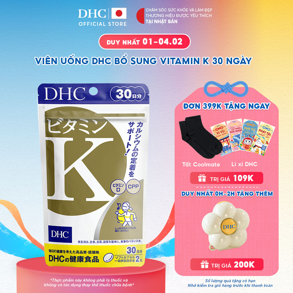 Thực phẩm chức năng DHC Vitamin K (30-day supply) - Dạng vên uống bổ sung Vitamin K