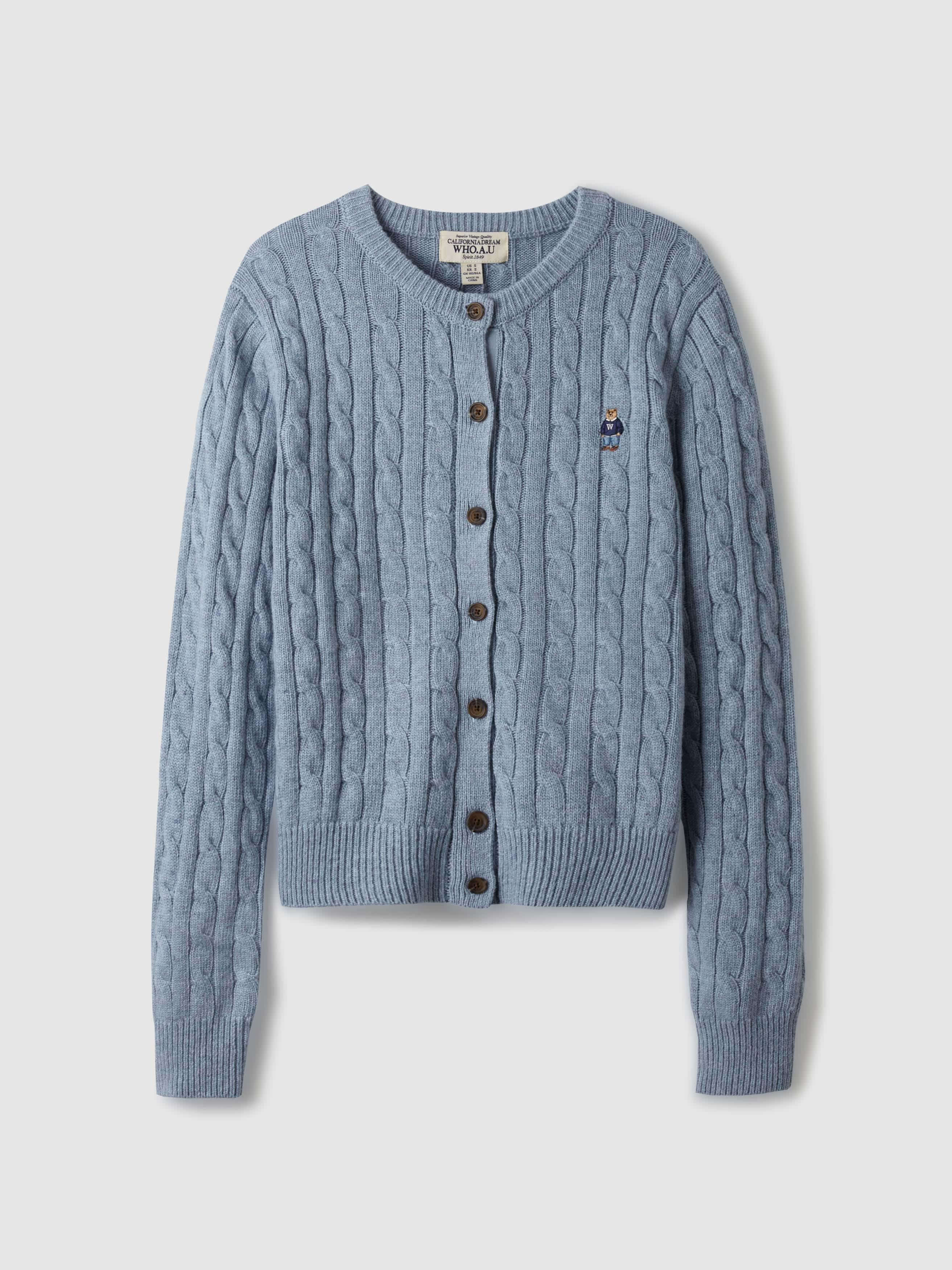 WHOAU Áo len Steve Cable Cardigan_WHCKE4901F