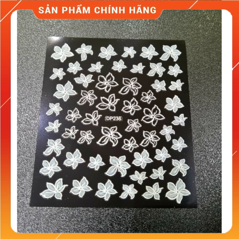 STICK HOA TRẮNG - MẪU HOA NỔI DÁN MÓNG TAY SIÊU ĐẸP