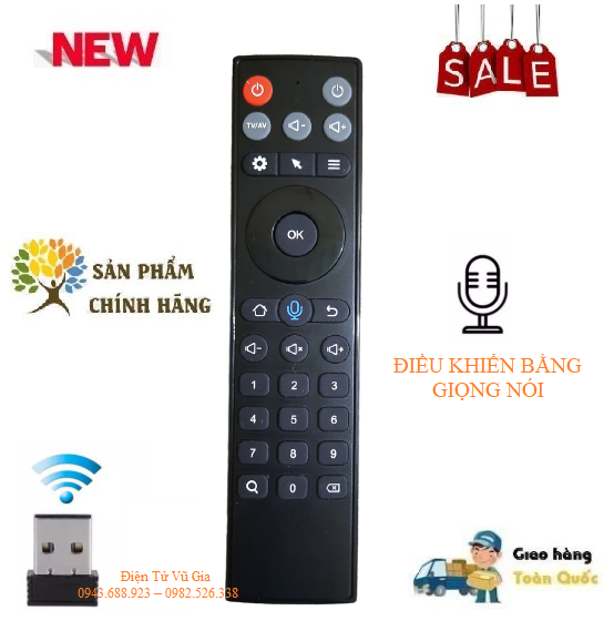 Remote Điều khiển chuột bay TZ20 giọng nói 1 chạm 4 phím học lệnh- Hàng chính hãng Fullbox