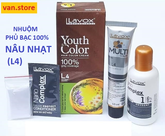 [Hcm](Nâu Nhạt) Nhuộm Phủ Bạc Cao Cấp Lavox 60Ml X 2 - L4