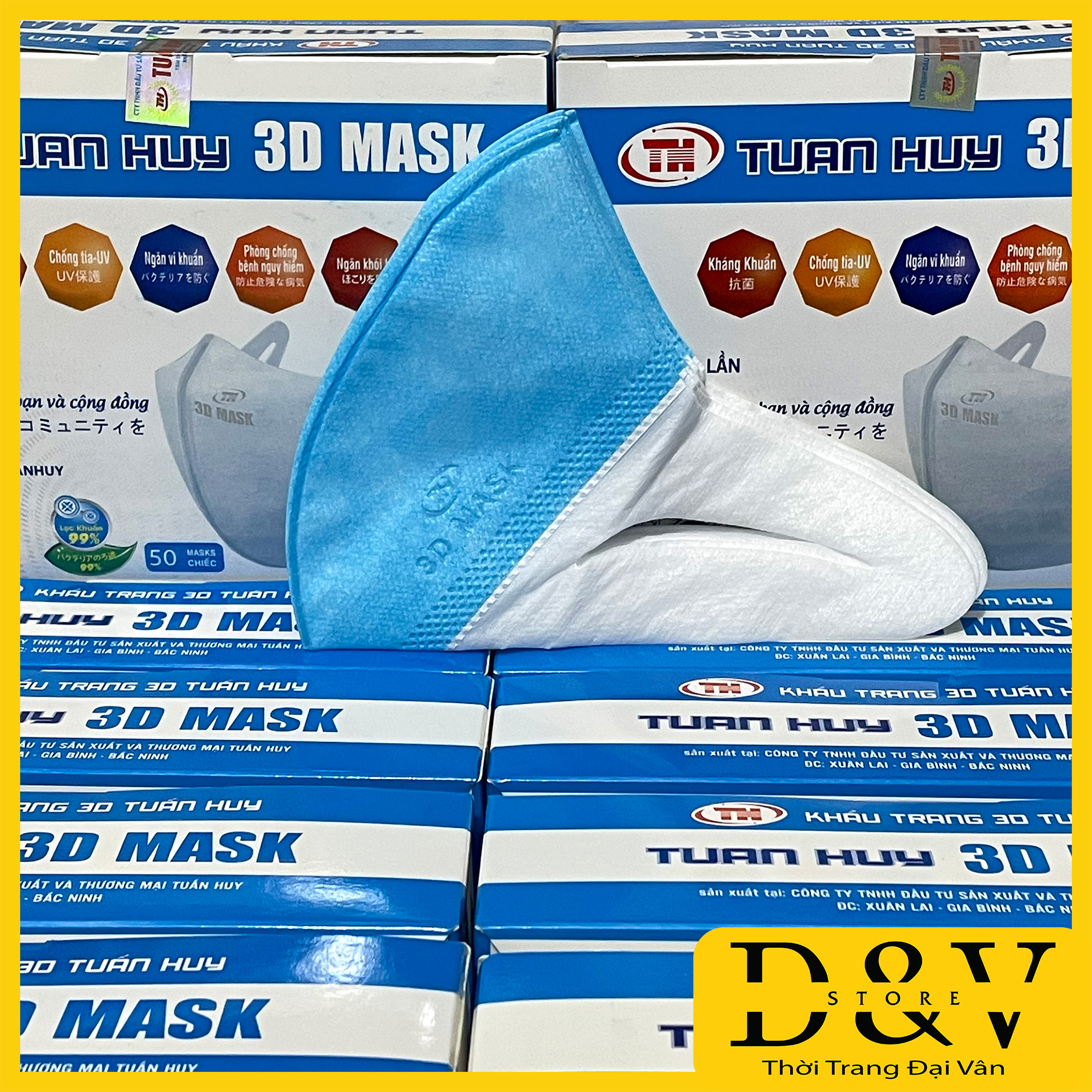 Khẩu trang 3D Mask LV Hoa hộp 50 cái kháng khuẩn có tem niêm phong đạt tiêu chuẩn ISO và kiểm định Bộ Y Tế Khẩu trang y tế 3D Mask khẩu trang 3d lv