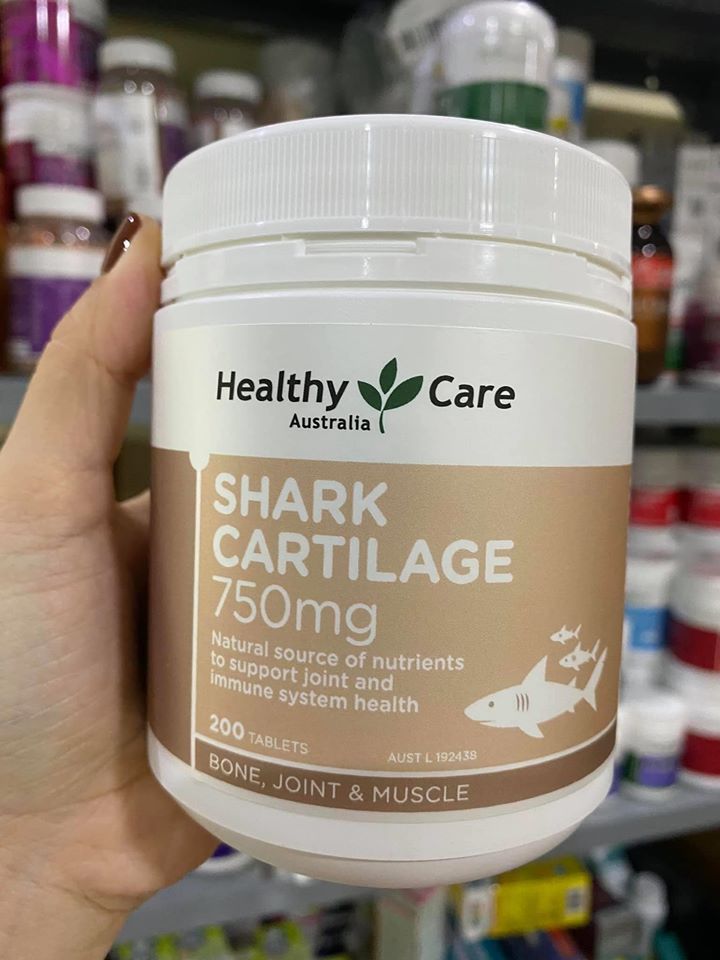 Viên uống Shark Cartilage 750mg Sụn Vi Cá Mập Healthy Care 200 viên - Hỗ trợ xương khớp sụn cá mập