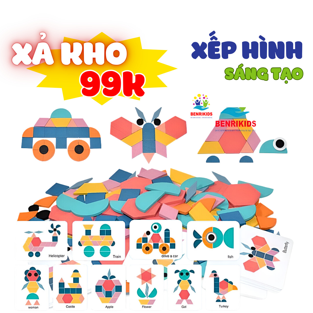 Bộ Đồ Chơi Xếp Hình Tangram Bằng Gỗ 180 Chi Tiết Có Hộp Đựng Nhiều Màu Sắc Kích Thích Trí Não Cho Tr