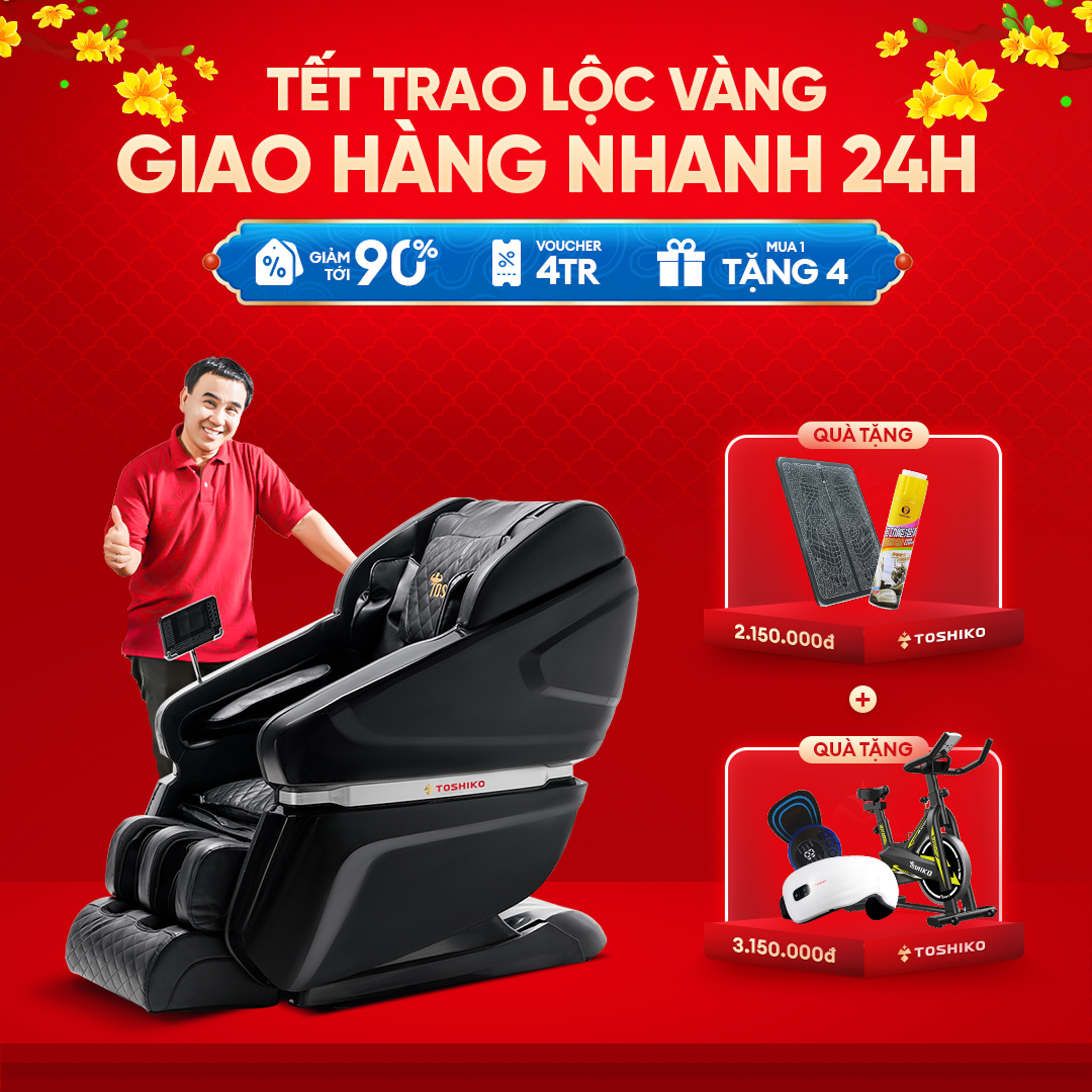 Ghế massage toàn thân cao cấp Toshiko T65 - ghế massage toàn thân giúp hỗ trợ điều trị đau mỏi cổ va