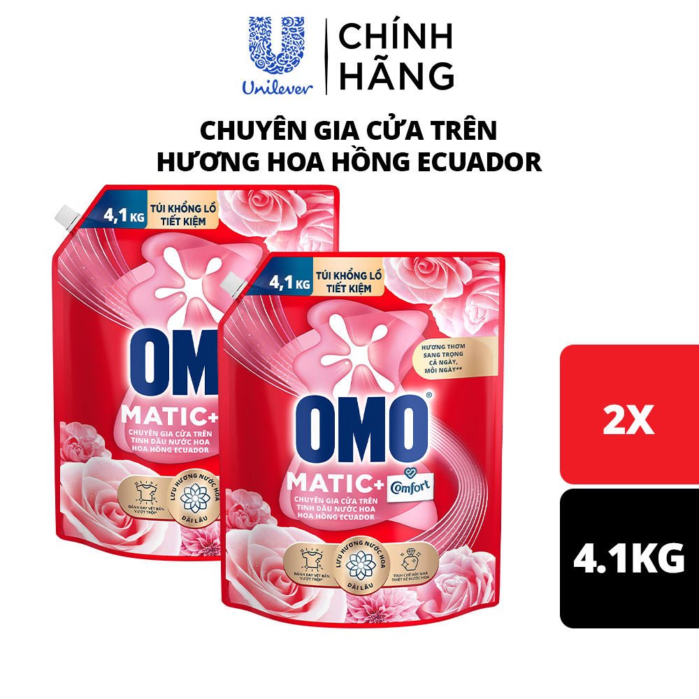 Combo 2 túi Nước giặt OMO Matic  túi 3.6/3.9/4.1kg (bao bì tùy lô nhập hàng)