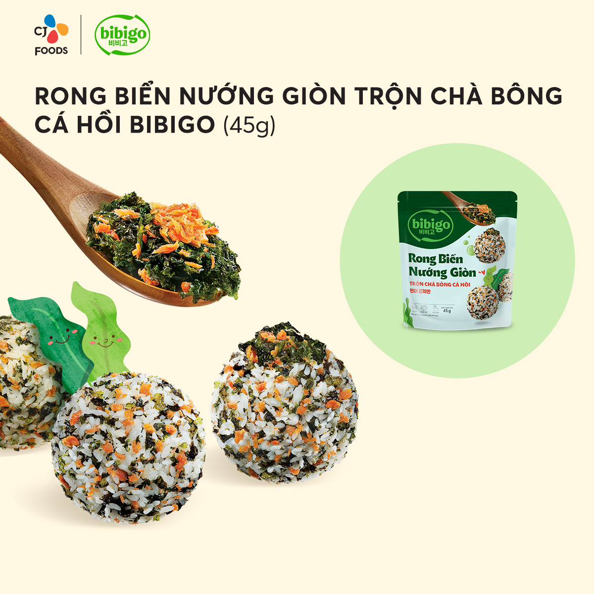 Rong biển rắc cơm trộn Khô heo Chà bông cá hồi Nước Tương Hàn Quốc Kim Jaban Bibigo (gói 30g/45g/50g