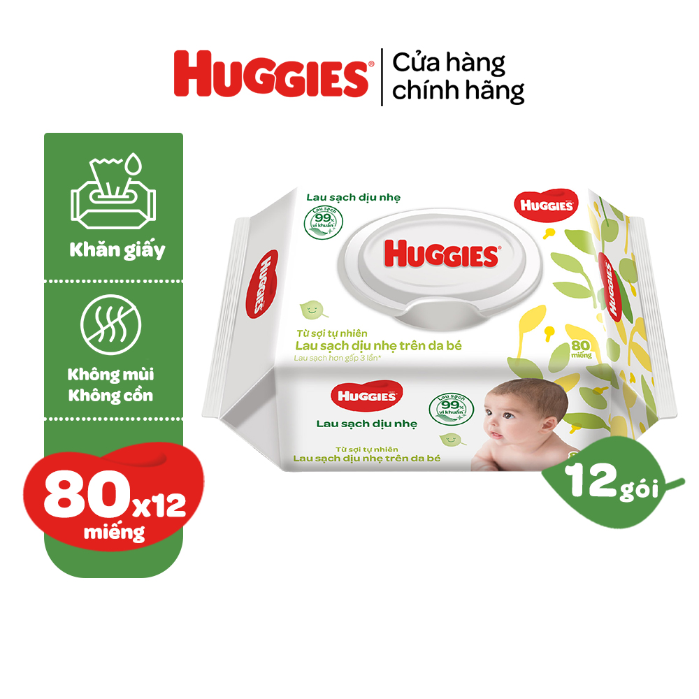 Thùng 8/12/16 gói khăn giấy ướt không mùi/ có mùi (bơ hạt hạt mỡ)/golden wet cho trẻ sơ sinh HUGGIES Gói 72/80 tờ