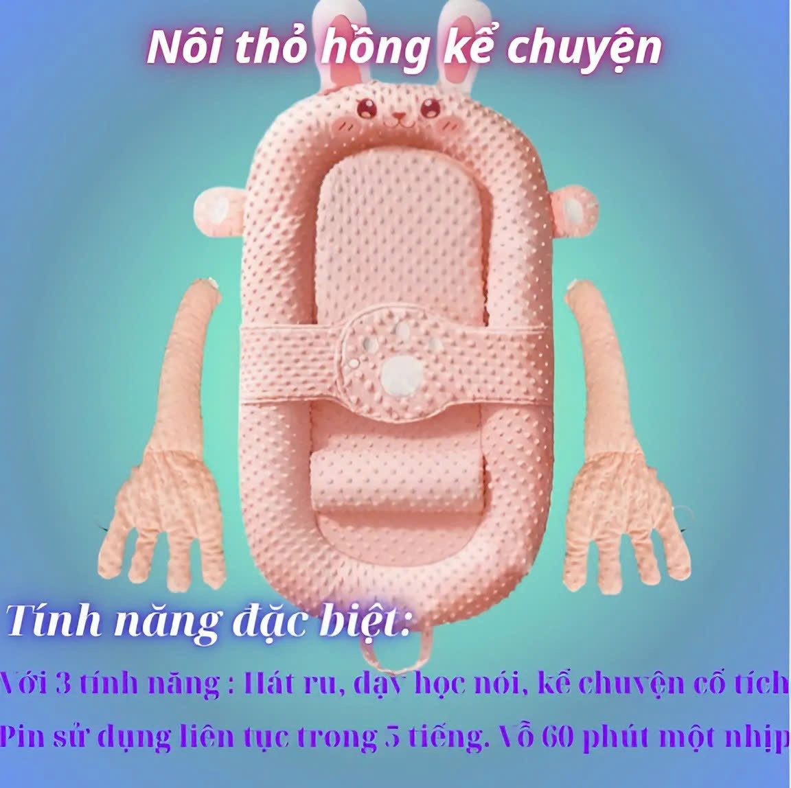 Nôi ngủ chung giường cho bé sơ sinh đến 24 tháng vải Hàn Quốc cao cấp kèm gối chặn và gối chống trào ngược