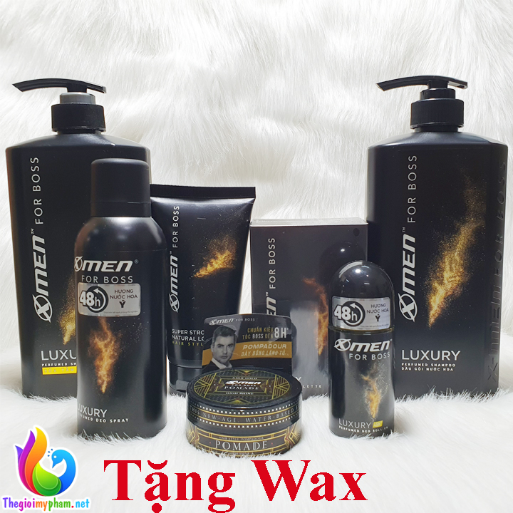 Combo Xmen For Boss Luxury: Dầu Gội 650G+ Sữa Tắm 650G + Xịt Khử Mùi 150Ml + Gel 150G + Lăn 50Ml+ Nước Hoa 50Ml - Tặng Wax Xmen Pomade 60G