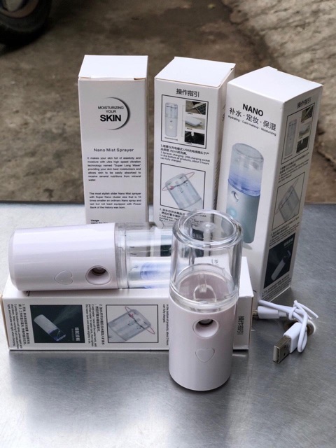 Máy Phun Sương Cầm Tay Xịt Khoáng Mini Nano Chính Hãng - Bản Full Phụ Kiện Cáp Sạc - Cấp Ẩm Dưỡng Da Bổ Sung Khoáng