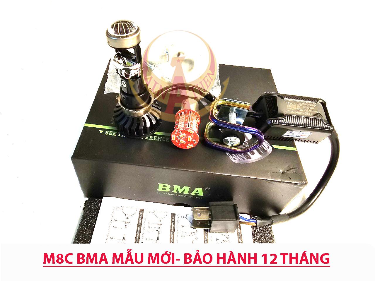 [ TẶNG LED HẬU VÀ 4 XI NHAN] Đèn Pha Bi Cầu BMA M8C 40W/12V/DC Wave Nhỏ  Dream  SH Mode  Future 1 ....