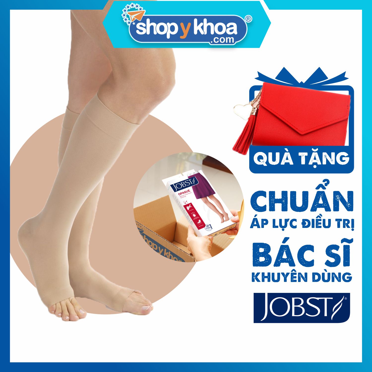 [Hcm]Vớ Y Khoa Jobst - Dòng Mỏng Vớ Gối Màu Da Hở Ngón (Tất Y Khoa Áp Lực 20 - 30 Mmhg)