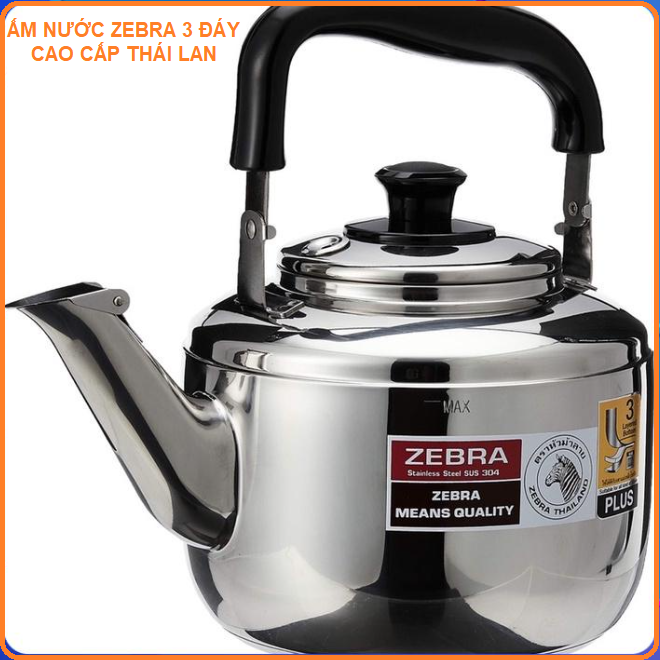Ấm đun nước inox 304 Cao cấp ZEBRA Century Plus (Có reo) an toàn cho sức khỏe- 3 đáy chuyên dùng cho bếp từ- Hàng cao cấp chính hiệu