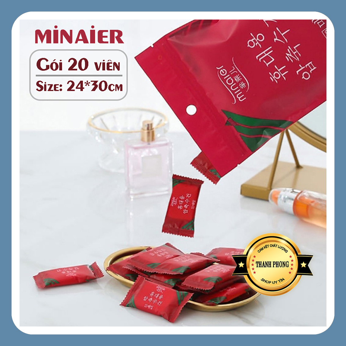 Gói 20 Viên Khăn Nén MINAIER Xuất Hàn Quốc [24*30cm] - Khăn Nén Viên Chữ Nhật