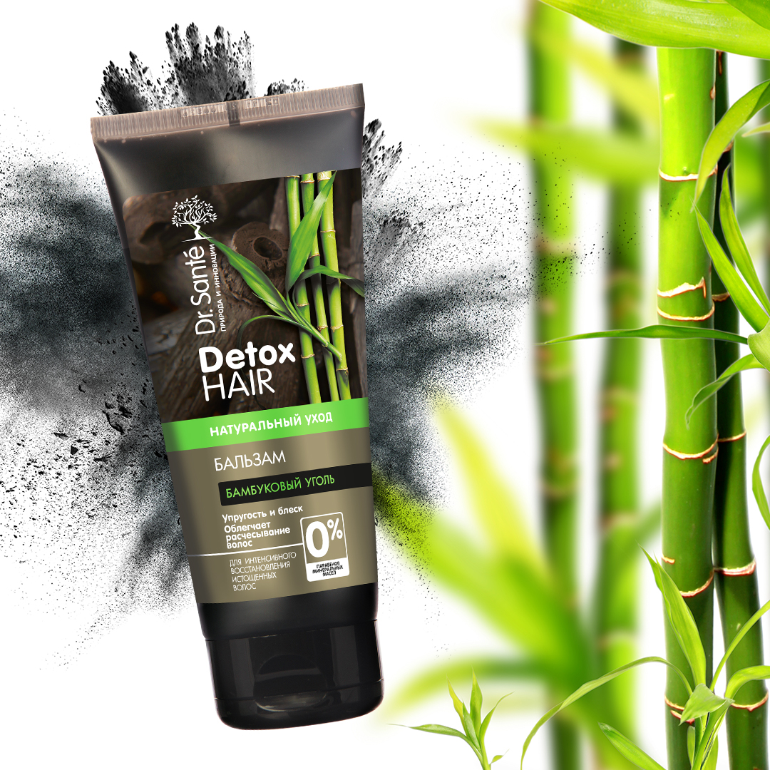 Dầu Xả Detox Tóc Và Da Đầu Chiết Xuất Than Tre Hoạt Tính Dr. Sante Detox Hair Phục Hồi Tóc Hư Tổn 200 Ml