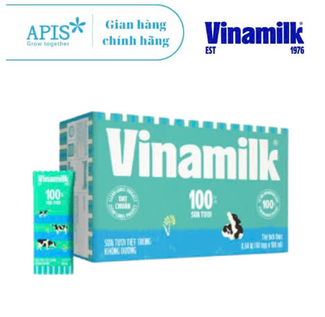 1 Thùng 48 Hộp Sữa Tươi Tiệt Trùng Không Đường Vinamilk 180ml/ hộp