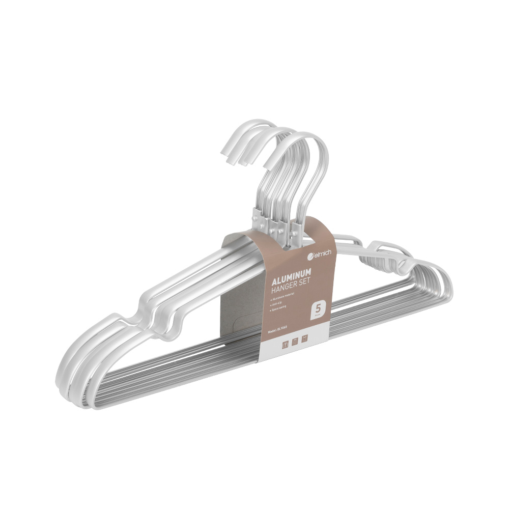 (SALE TẾT)Bộ móc áo nhôm bản to cao cấp 5 chiếc Elmich EL1060