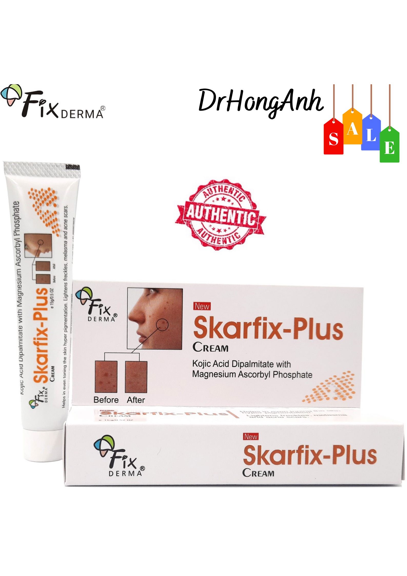 [Chính Hãng] Kem Làm Sáng Da Sáng Vết Tàn Nhang Fixderma Skarfix Plus Cream 15G