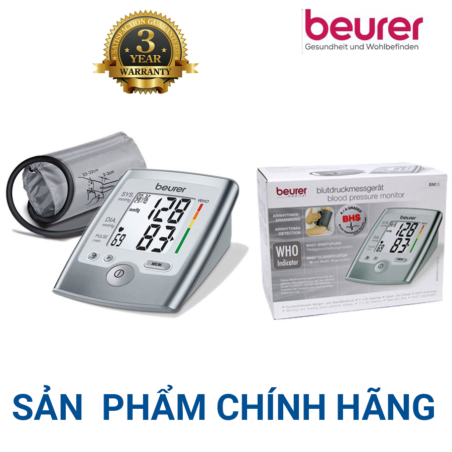 [HÀNG NHẬP KHẨU ĐỨC] MÁY ĐO HUYẾT ÁP BẮP TAY BEURER BM35 – BẢO HÀNH 3 NĂM