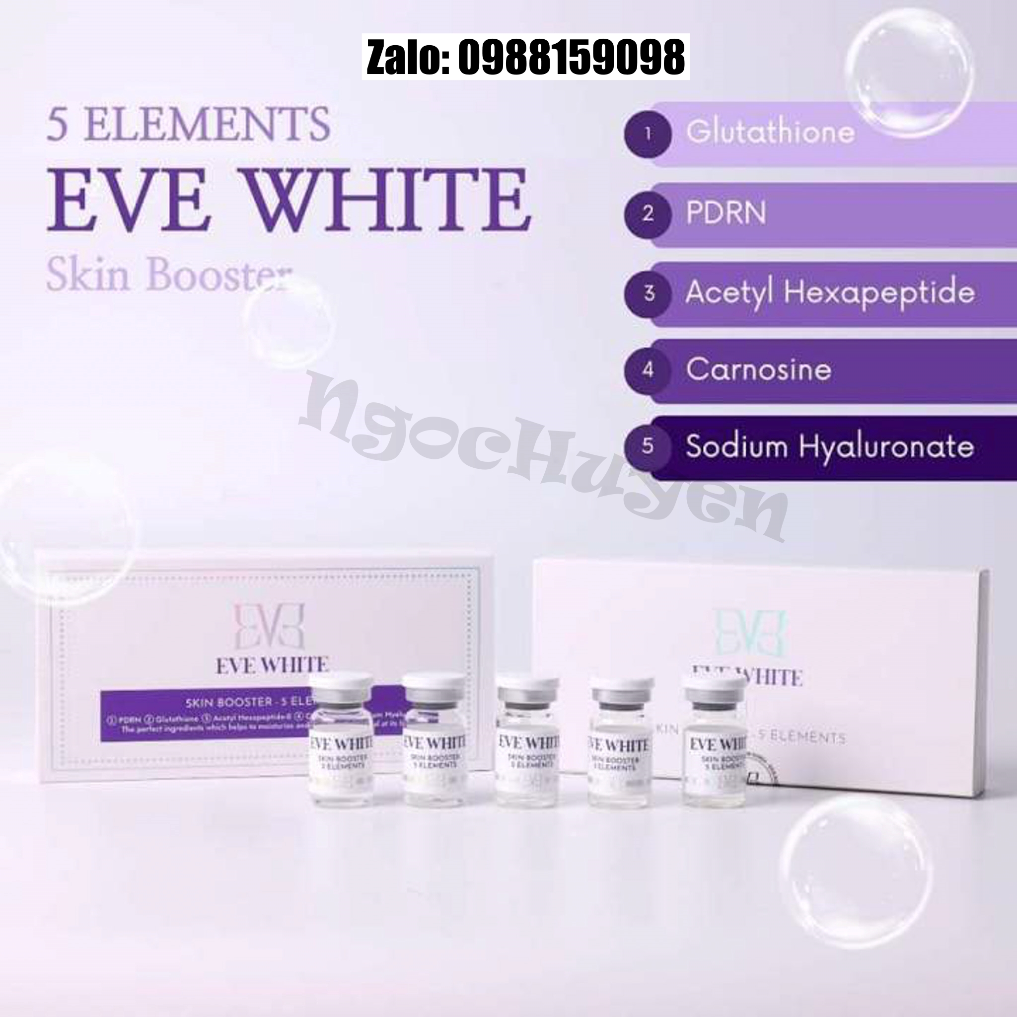 Tinh chất căng bóng da tiêm meso Eve White - 1hộp 5 lọ 5ml