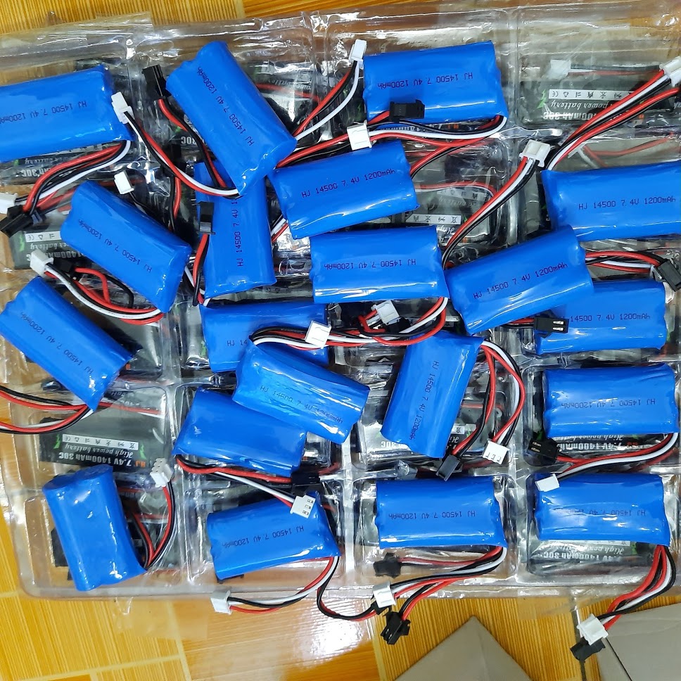 Pin 2S 14500 7.4v 1200mah xả 10C cổng SM cho xe mô hình điều khiển từ xa