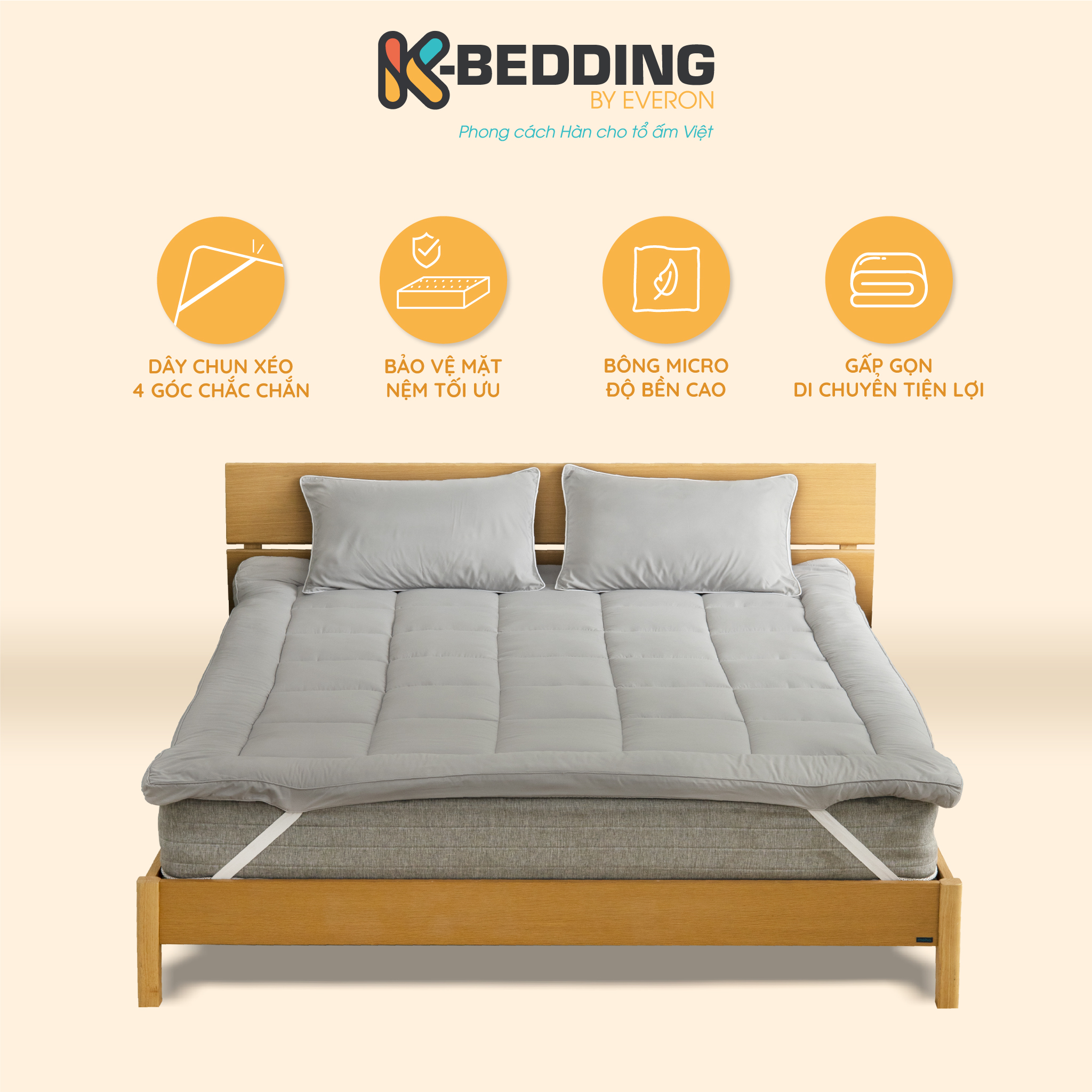 Topper Nệm K-Bedding by Everon Êm Ái Bồng Bềnh Tiêu Chuẩn 5 Sao Giao Màu Ngẫu Nhiên  Mattress Topper