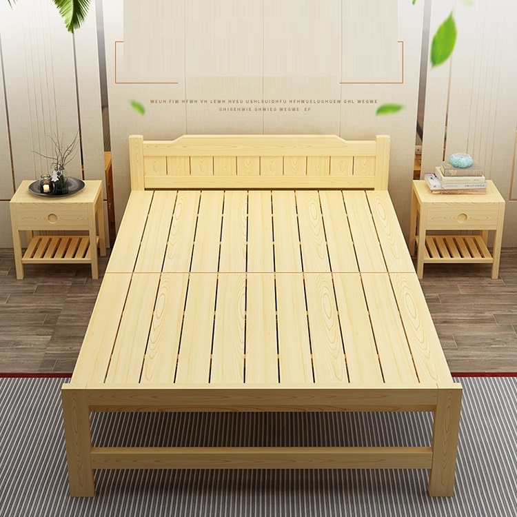 Giường ngủ gỗ thông xếp gọn tặng kèm đệm, giường gỗ thông gấp gọn thông minh có nhiều kích thước chọn lựa