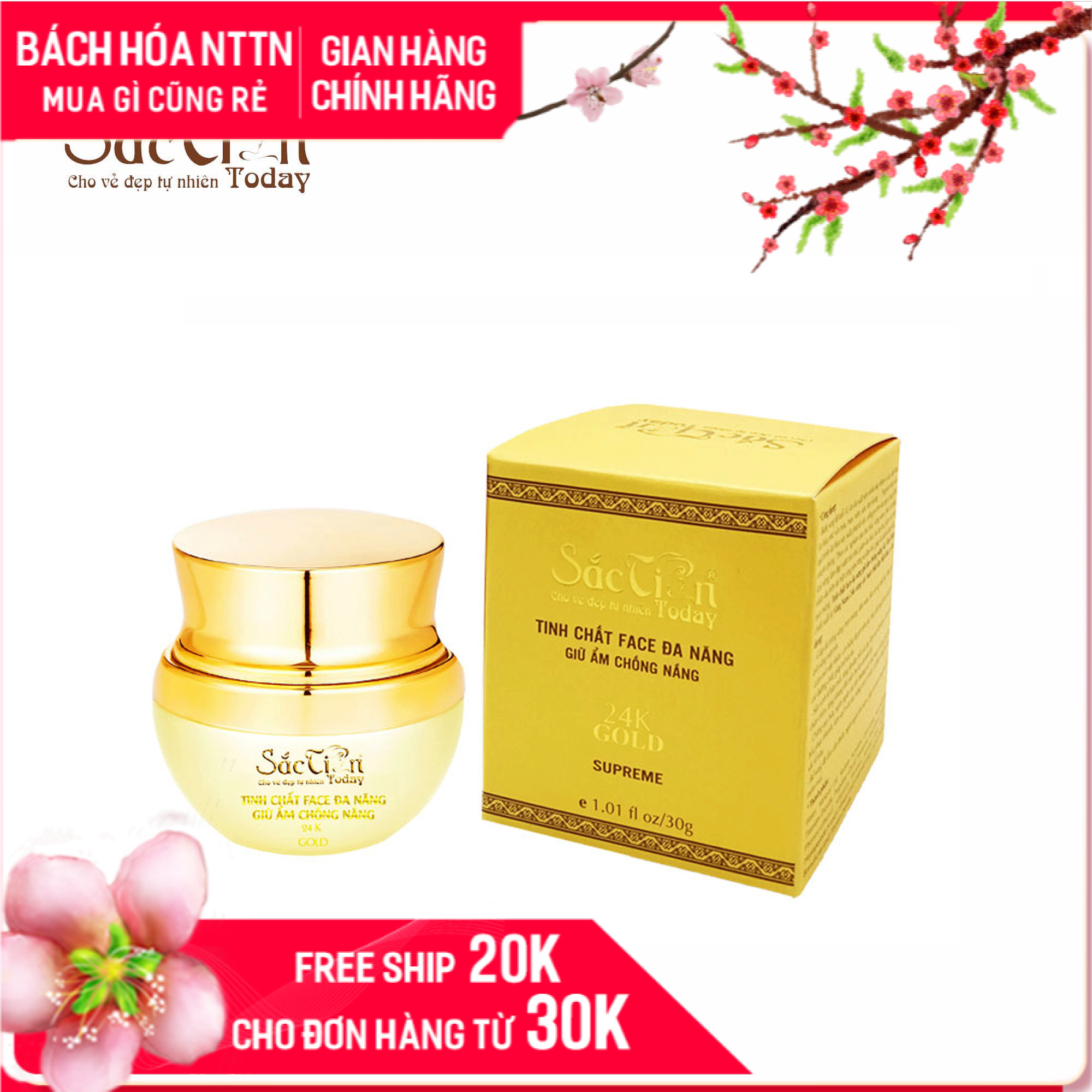 Tinh Chất Face Đa Năng Giữ Ẩm Chống Nắng Sắc Tiên Today 30 Gam Tinh Chất Vàng 24K Nâng Cơ Trẻ Hóa Chống Oxy Hóa Làm Mờ Vết Thâm Nám Giúp Da Tươi Sáng