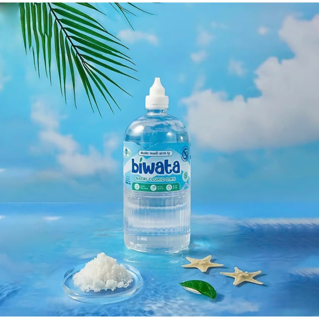 NƯỚC MUỐI SINH LÝ BIWATA 0.9% COMBO 2 CHAI 1000ML | NATRI CLORID SÚC MIỆNG RỬA MŨI VỆ SINH DA HẰNG NGÀY