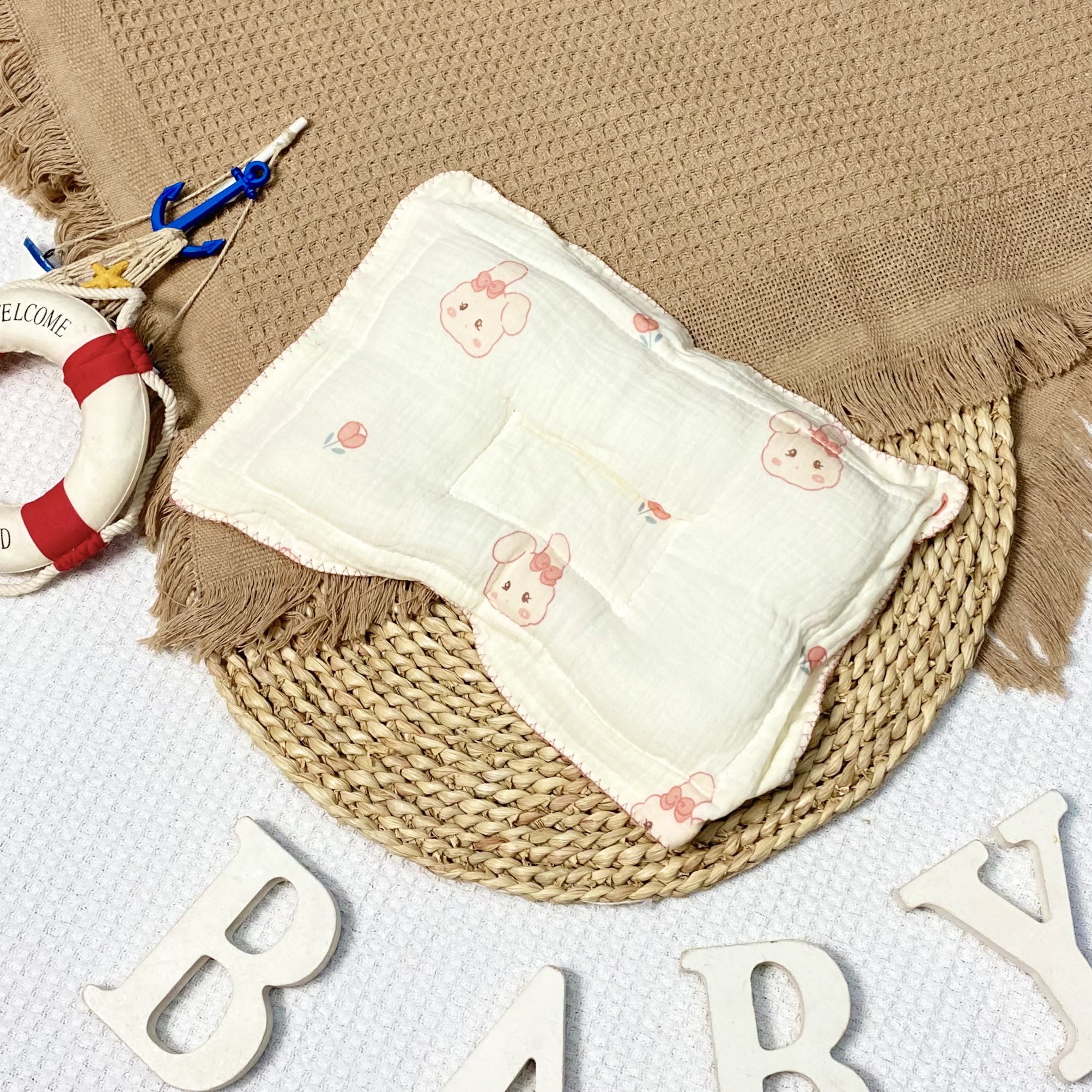 [Sơ sinh] Gối Xô Organic Muslin Mềm Mại Thoáng Khí Cho Bé - Boona